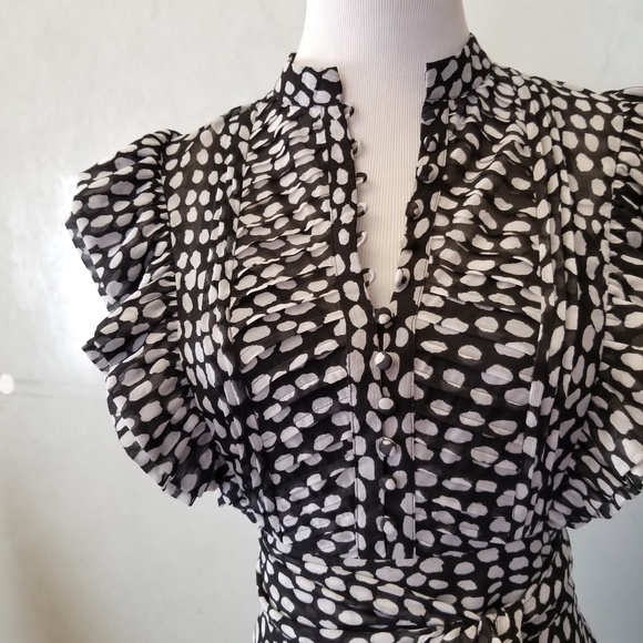 NWT Club Monaco Saffra Printed Ruffle Dress (I28) - Picture 6 of 8